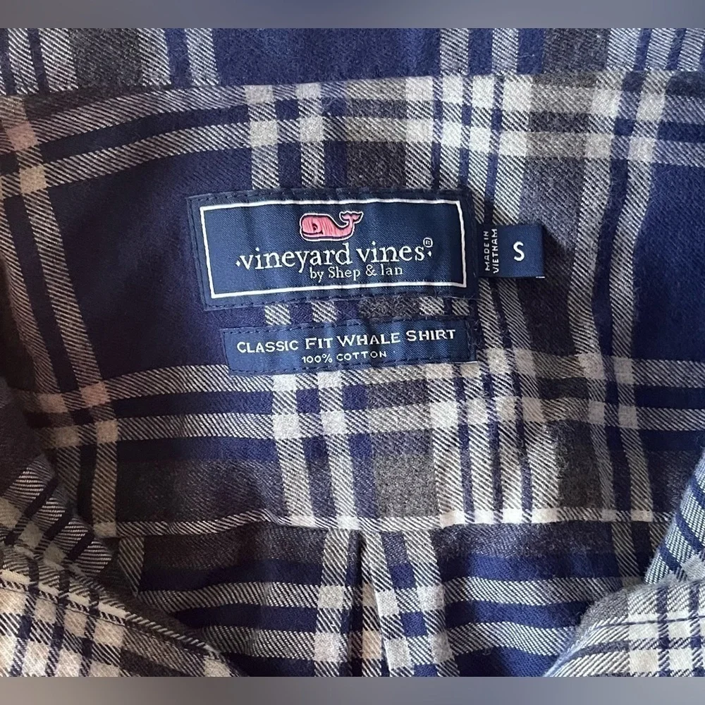 Vineyard Vines Blue Plaid Flannel Shirt Size Small